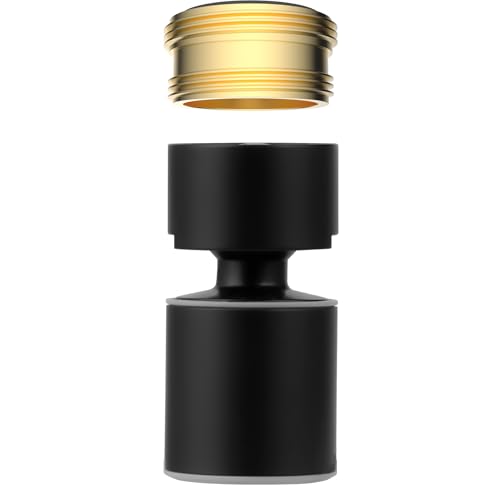 Hibbent NSF/ANSI/CAN 61 & cUPC Certified Faucet Aerator, Matte Black | 360° Twist Kitchen Sink Aerator, Dual-function Sink Sprayer Attachment, Faucet Replacement Part 55/64'' Female Thread - color: Matte Black, style: Classic 360 Degree Faucet Aerator
