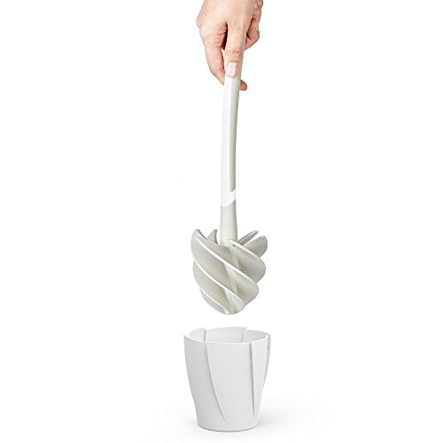 Better Living Products 17253 LOOEEZ Hygienic Toilet Squeegee/Brush, White with Grey | Premium Quality Flexible Rubber Toilet Brush and Quick Drying Holder Set, Deep Cleaning Blades Reach Under the Rim