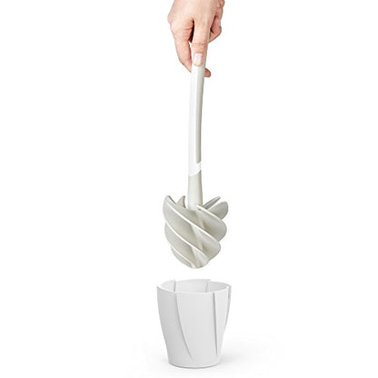 Better Living Products 17253 LOOEEZ Hygienic Toilet Squeegee/Brush, White with Grey | Premium Quality Flexible Rubber Toilet Brush and Quick Drying Holder Set, Deep Cleaning Blades Reach Under the Rim
