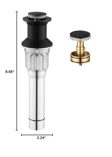 Bathroom Sink Drain Without Overflow, Metal Pop Up Drain for Vessel Sink, Oil Rubbed Bronze, 2108603 - color: Oil Rubbed Bronze, style: Without Overflow