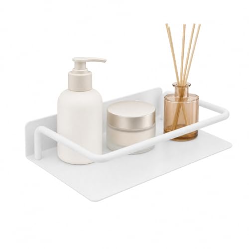 Floating Shelves for Wall with Guardrail, 8 Inch Metal Wall Mounted Storage Shelves, Modern Space-Saving Bathroom Over Toilet Shelves Decor for Living Room, Bedroom, Kitchen & Office - color: White, size: 8 Inch