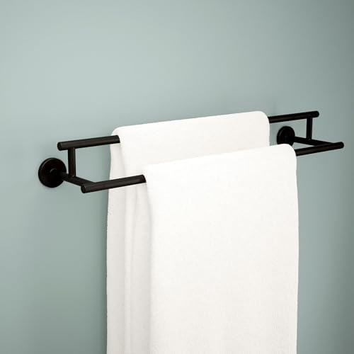 Delta Towel Rack | 24 Inch Matte Black Double Bar for Kitchen or Bathroom Towels | Trinsic Accessories
