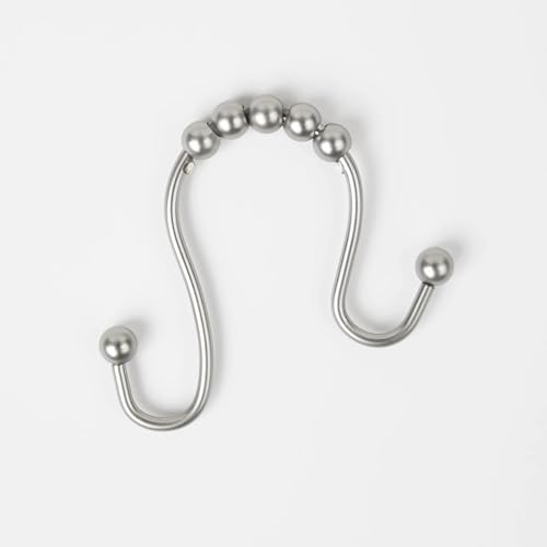 Easy Gliding Rustproof Double Shower Curtain Hooks Brushed Nickel, Set of 12