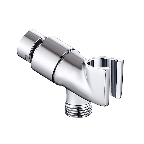 All Metal Handheld Shower Head Holder, Adjustable Shower Wand Holder with Universal Shower Arm Mount and Brass Pivot Ball, for Connecting Shower Arm and Shower Hose - color: Brass - Chrome