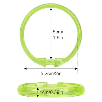 Green Shower Curtain Hooks - 12 Pcs Circular Plastic Shower Curtain Rings for Bathroom - O Shaped Transparent Green Shower Hooks Rings for Shower Curtain Rod - color: Transparent Green