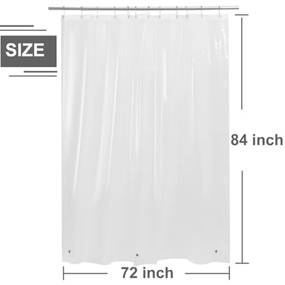 84 Inch Shower Curtain Liner with Side Magnetic Clips, 72x84 | Close to wall, Splash Guard, 3 Bottom Magnets, 8G Thick PEVA 72 x 84 Extra Long Clear Shower Liner for Bathroom - color: 8g.heavy-clear, size: 72"W x 84"L (Pack of 1)