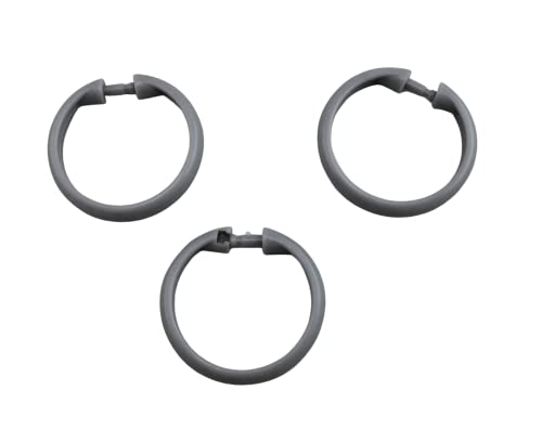 12 Piece Plastic Basic Locking Round Hook Easy Gliding Shower Curtain Rings Fits All Standard Size Shower Rods (Grey) - color: Grey