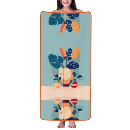 PHAYAH Blue Orange Turtleback Bamboo Patterned Bathroom Absorbent Coral Fleece Towel for Hotel Yoga Gym Shower Spa Bath Towel 27x55in Orange Hemming