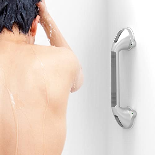 16.5inches Balance Assist Bathroom Shower Handle,Suction Bath Grab Bar with Indicators (Silver/Grey) - size: 16.5 Inch (Pack of 1)
