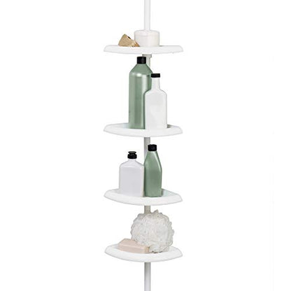 Zenna Home Tension Pole Shower Caddy, 4 Shelves, Adjustable, 60 to 97 Inch, White - style: 4 Shelves