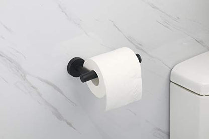 TocTen Toilet Paper Holder, Wall Mounted Tissue Roll Holder for Bathroom, Thicken 304 Stainless Steel Drilling Paper Dispenser Rack for Bathroom Kitchen (Matte Black) - color: Matte Black-round