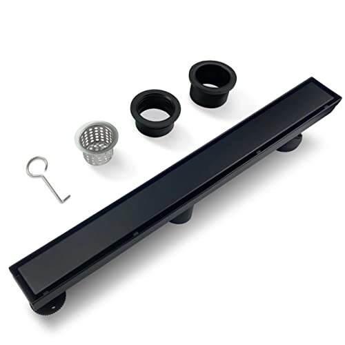 28 Inch Linear Shower Drain,Rectangle Shower Floor Drain, with Removable 2-in-1 Tile Insert Grate Cover and SUS304 Stainless Steel CUPC Certificate(28 inch) - color: Black, size: 28inch