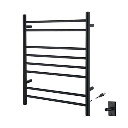Kibi 24 Inch Wall-Mounted Electric Towel Warmer Rack– 8-Bar 304 Stainless Steel, ETL-Certified, Hardwired or Plug-in, Fast-Heat Up to 122 Degrees F – Heated Towel Rack for Bathroom (Matte Black) - color: Matte Black