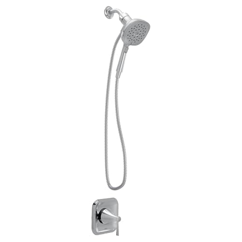 Moen Ronan Chrome Single-Handle Modern Shower Faucet with Square Handheld Rain Shower Spray Head Featuring Magnetix, Valve Included, 82023 - color: Chrome