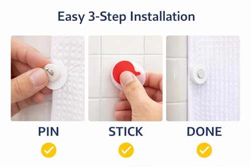 Shower Curtain Magnets – No Splash Shower Curtain Clips | Keeps Curtain Closed to Wall | Strong N52 Magnets | 8 Pairs | by IQ Labs