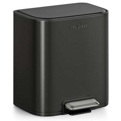 mVm Kitchen Trash Can, 5.3 Gal Trash Can with Lid, Smooth Edge Step Garbage Bin for Home Kitchen Office (Black) - color: Black, size: 5.3Gal