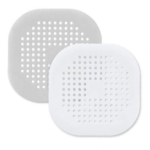 2 Pcs Shower Drain Hair Catcher Kitchen Silicone Sink Strainer Bathroom | Hair Drain Shower Catcher, Silicone Drain Protector Hair Stopper with Suction Cup for Shower Kitchen Bathroom Bathtub Sink - color: White&grey