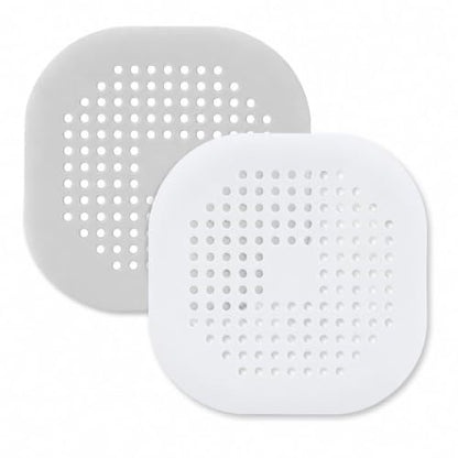 2 Pcs Shower Drain Hair Catcher Kitchen Silicone Sink Strainer Bathroom | Hair Drain Shower Catcher, Silicone Drain Protector Hair Stopper with Suction Cup for Shower Kitchen Bathroom Bathtub Sink - color: White&grey