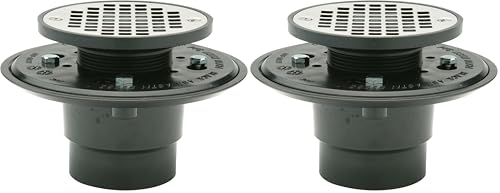 Zurn FD2254-AB2 ABS Adjustable Shower Drain with 4" Round Stainless Steel Strainer, 2" (Pack of 2) - size: 1 Count (Pack of 2)