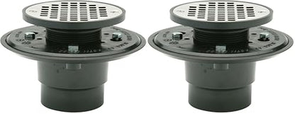 Zurn FD2254-AB2 ABS Adjustable Shower Drain with 4" Round Stainless Steel Strainer, 2" (Pack of 2) - size: 1 Count (Pack of 2)