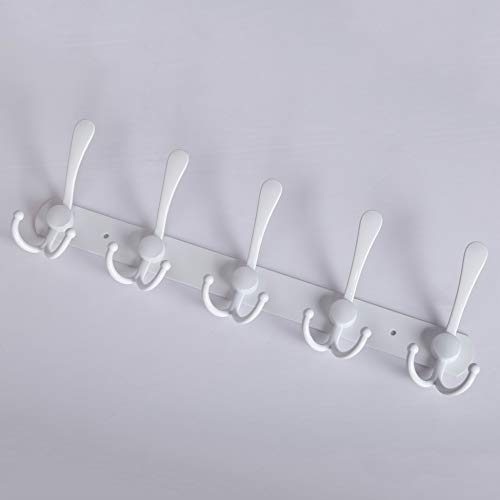 WEBI Coat Rack Wall Mount,Coat Hooks Wall Mount,Coat Hanger Wall,Wall Coat Rack,Hook Rack Rail,5 Triple Hooks for Hanging Coats,Jacket,Clothes,White,2 Packs - color: White, size: 2 Pack