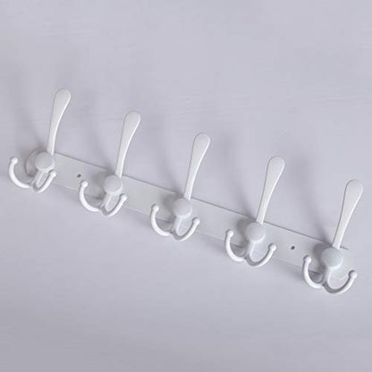 WEBI Coat Rack Wall Mount,Coat Hooks Wall Mount,Coat Hanger Wall,Wall Coat Rack,Hook Rack Rail,5 Triple Hooks for Hanging Coats,Jacket,Clothes,White,2 Packs - color: White, size: 2 Pack
