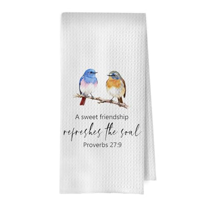 Friendship Christian Kitchen Towels - Bible Verse Gifts Decorative Waffle Dish Towels, Bird Gift Hand Towel, Christian Gifts Tea Towel, 16×24 Inches - color: Christian- 14