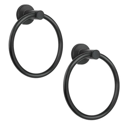 Black Towel Ring，Hand Towel Holder for Bathroom Wall Mounted，Bathroom Towel Holder,Bathroom Towel-Racks,Bathroom Hardware Simple Round Towel Hanger Stainless Steel (Black - 2 Pack) - color: Matte Black - 2 Pack