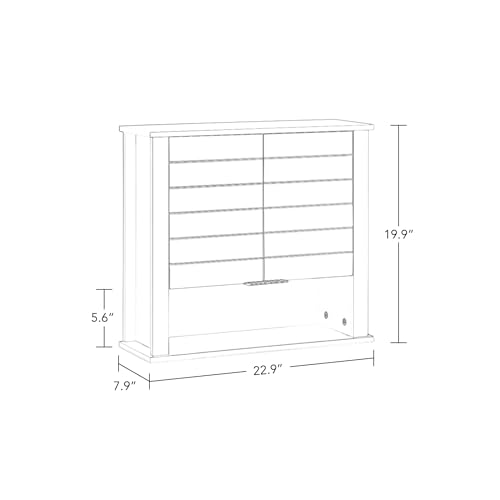 RiverRidge Madison Two-Door Over The Toilet Storage Cabinet Gray Wall Mounted Medicine Cabinet with Adjustable Shelves, Modern Flat Handles & Horizontal Grooved Aesthetic