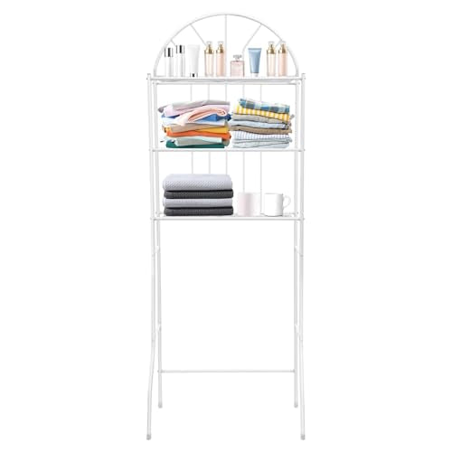 Over-The-Toilet Storage Rack,3-Tier Bathroom Shelving Unit, 24.8x13.39x69.69in Iron/Plastic Construction 55.11lbs Capacity for Bathroom Toilet Balcony Entryway Shower Gel Towel Storage
