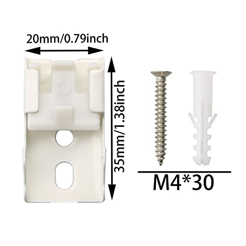 MEETOOT 12pcs Curtain Track Mounting Bracket White Ceiling Mount Brackets 10mm for Straight or Curved Curtain Track