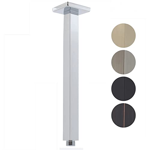 Ceiling Mount Shower Arm with Flange 20 Inches Square Straight Extender Extension Pipe Replacement, Long Shower Arm For Fixed Rain Shower Head or High Ceiling, Chrome - color: Chrome, style: 20inch