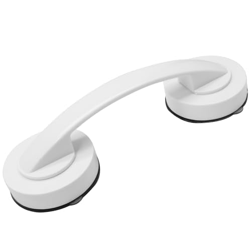 Hordion Suction Cup Door Handle, Suction Grab Bar, White | Bathtub Shower Handle for Glass Doors Windows Kitchen Drawer Cabinet Refrigerator