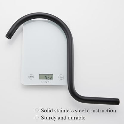 RANDOM S Shaped Shower Head Riser Pipe,Goose Neck Shower Arm 13 Inch Shower Head Extension Arm with Flange,Standard 1/2" Connection,Matte Black.RD-91098-13MB - color: Matte Black