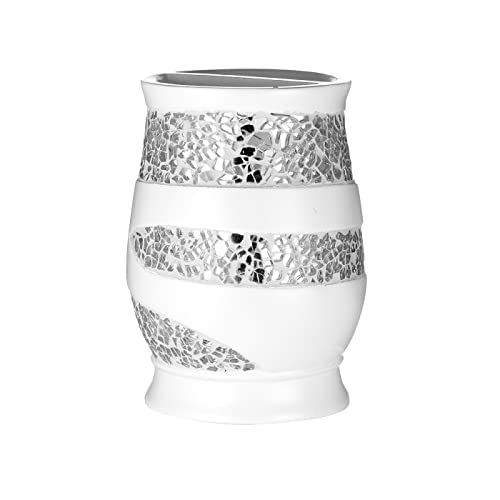 Popular Bath Sinatra Modern Bath Tooth Brush Holder Modern Classic Contemporary Decorative Beautiful Designs Bathroom Decor for Home Luxury Bath, White - size: 5"W x 4"L (Pack of 1)
