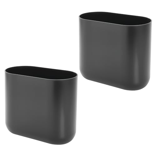 iDesign Small Slim Plastic Bathroom Trash Can, 2-Pack, Gray | Bedroom, Office, Desk, Dorm - color: Charcoal, style: Pack of 2