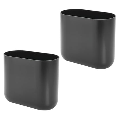 iDesign Small Slim Plastic Bathroom Trash Can, 2-Pack, Gray | Bedroom, Office, Desk, Dorm - color: Charcoal, style: Pack of 2