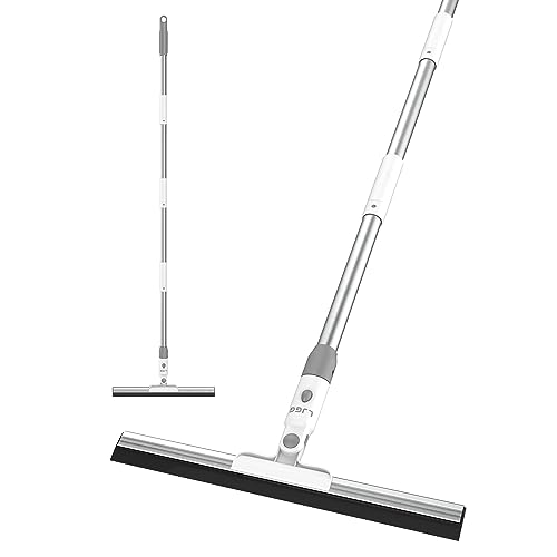 LGJJ Floor Spatula Broom 17" Rubber Spatula with 51" Aluminum Rod for Bathroom Tile, Garage Concrete, Deck, Shower Glass, Window Cleaner, Spatula Broom for Home Flooring