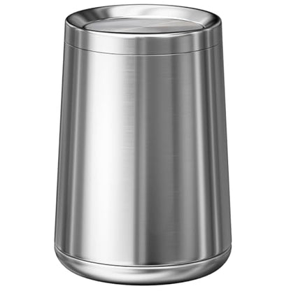 2.6Gallen Brushed Nickel Bathroom Trash Can with Lid, Stainless Steel Garbage Can with Flipping Lid,for Bathroom, Kitchen,Living Room,Bedroom,Hotel (Silver) - color: silver