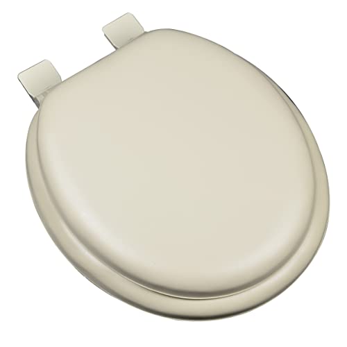 6Q1R2-01 Premium Soft Toilet Seat with Wood Core includes Vari-Adjust Lok-Down Release 'N' Clean Hinge, Round, Bone - color: Bone, style: Round
