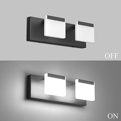 Ralbay Matte Black Vanity Light 2 Lights Bathroom Vanity Lights Acrylic LED Modern Black Bathroom Light Fixtures - color: Black, size: 2-Light