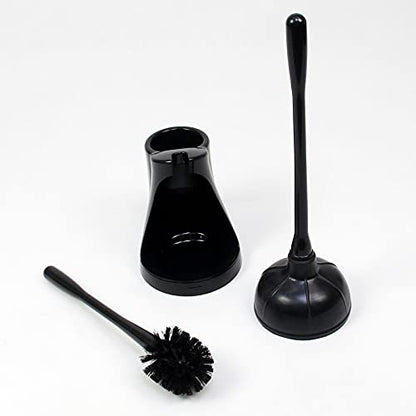Casaphoria Toilet Plunger and Bowl Brush Combo for Bathroom Cleaning,Bathroom Accessories, Dark Black - style: Long_handle