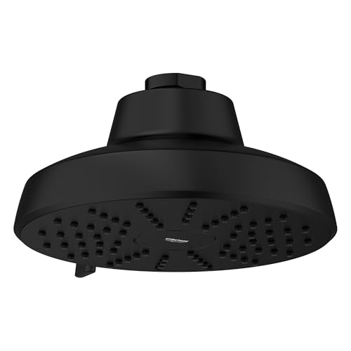 GROHE Aquabooster Tempesta 140 High Pressure Shower Head, Multi-Spray – 1.75 GPM Round Fixed Wall Mount, Matte Black 1117462430 - color: Matte Black