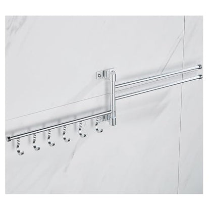 ZHOUXIAO Modern Swing Out Towel Bar Holder with Hooks for Bathroom and Kitchen/Swivel Multiple Towel Rack, Towel Bar Folding Arm Swivel Hanger Bathroom Storage Wall Mounted 5Bars