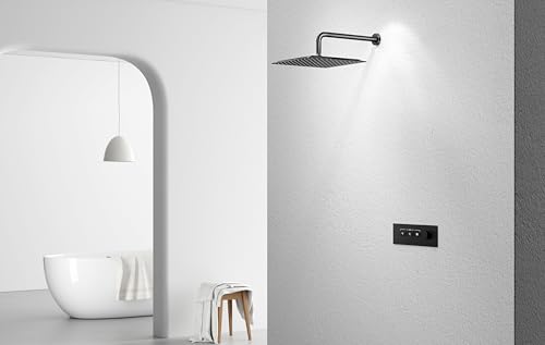 VBFF-Shower Head,rain shower head, 10 inch- Square Shower Head, 1.8 GPM Flow Rate, rainfall showerhead VBFF08(Matte Black) - color: Matte Black, size: 10 Inch
