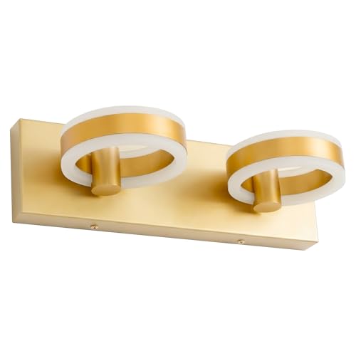 LED Bathroom Light Fixtures,15inch Gold Vanity Lights, Modern 2 Light Acrylic Wall Sconces, 350° Rotatable Wall Lighting Fixture Over Mirror - color: Gold, size: 2 Lights