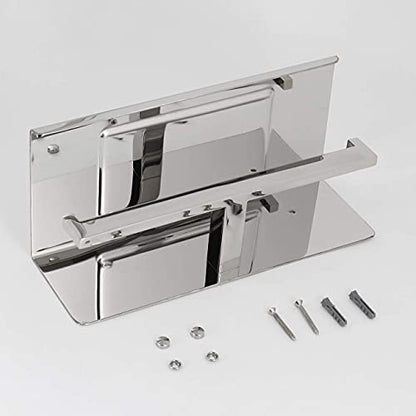 Toilet Paper Holder, Toilet Paper Double Roll Holder with Shelf, Wall Mounted, Polished Stainless Steel - color: Polished
