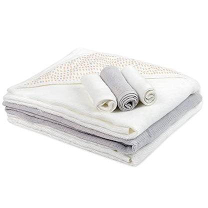 Hooded Baby Bath Towel and Washcloth 6 Piece Set for Newborns Infants & Toddlers, Boys & Girls Baby Hooded Towels (Puppies & Patterns) - color: Puppies & Patterns
