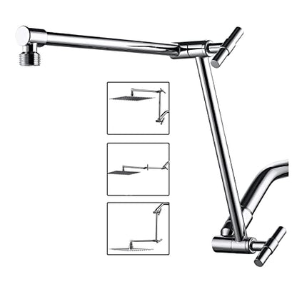 Chrome Shower Head Extension - 13'' Adjustable Rain & Handheld Shower Arm with Locking Nuts, Universal Connector - color: Chrome