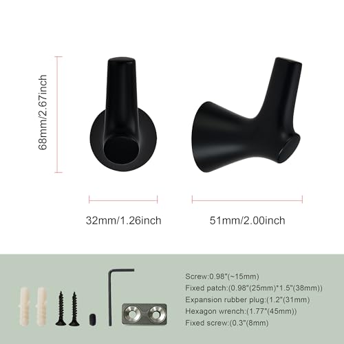 AVICCI 5 Pack Towel Hooks Matte Black Coat Hooks, Zinc Alloy Heavy Duty Bathroom Hooks Wall Mounted for Robes & Towels Hand Towel Hook Holder Kitchen, Bathroom Accessories - color: Matte Black